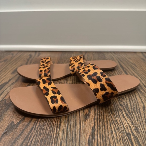 J.Crew Leopard calf hair easy summer slide sandals size 9 - Picture 3 of 5